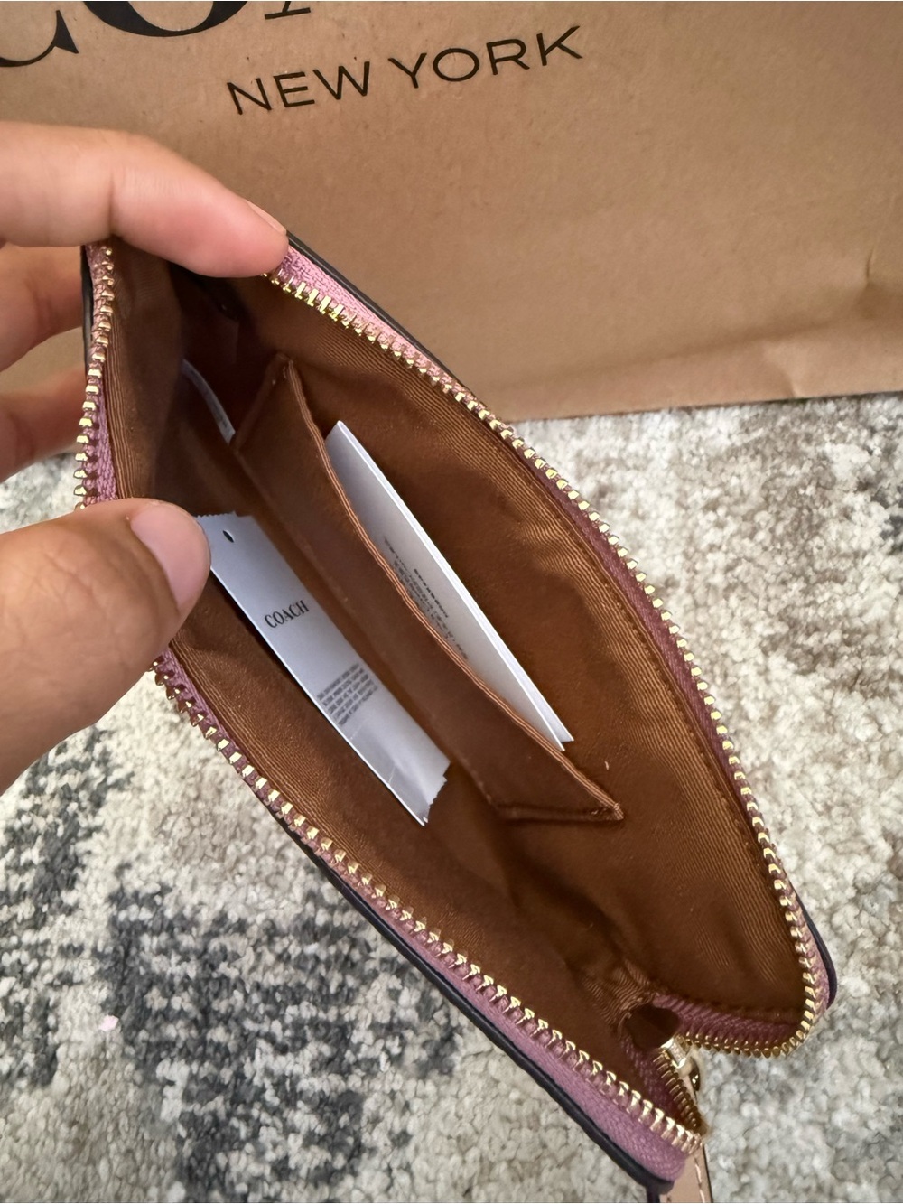 Coach Pink Wristlet with Gold Logo - Picture 6 of 10